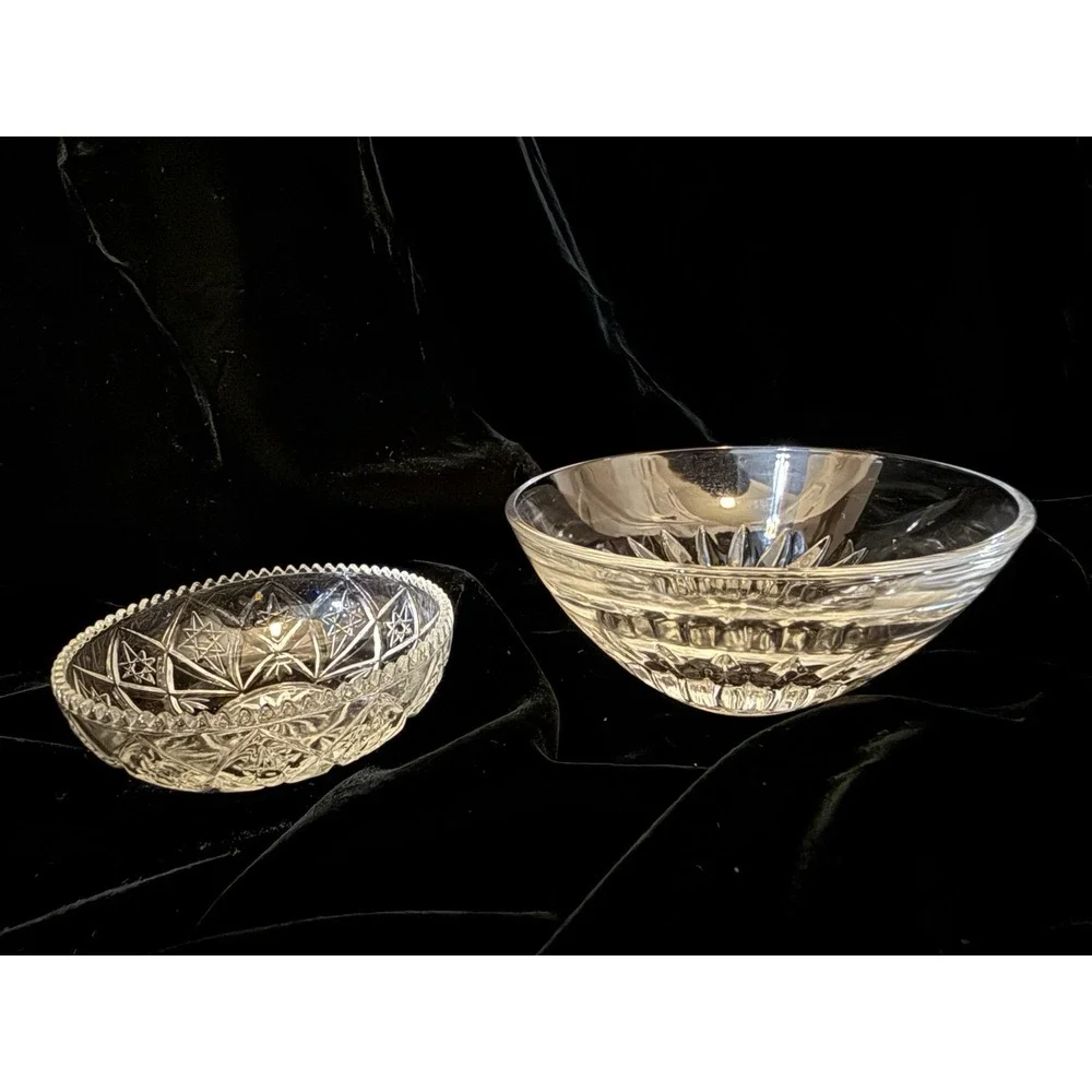 Lot Of 2 Bowls Candle Holder American Brilliant Vintage‎ ABP Cut Glass 4